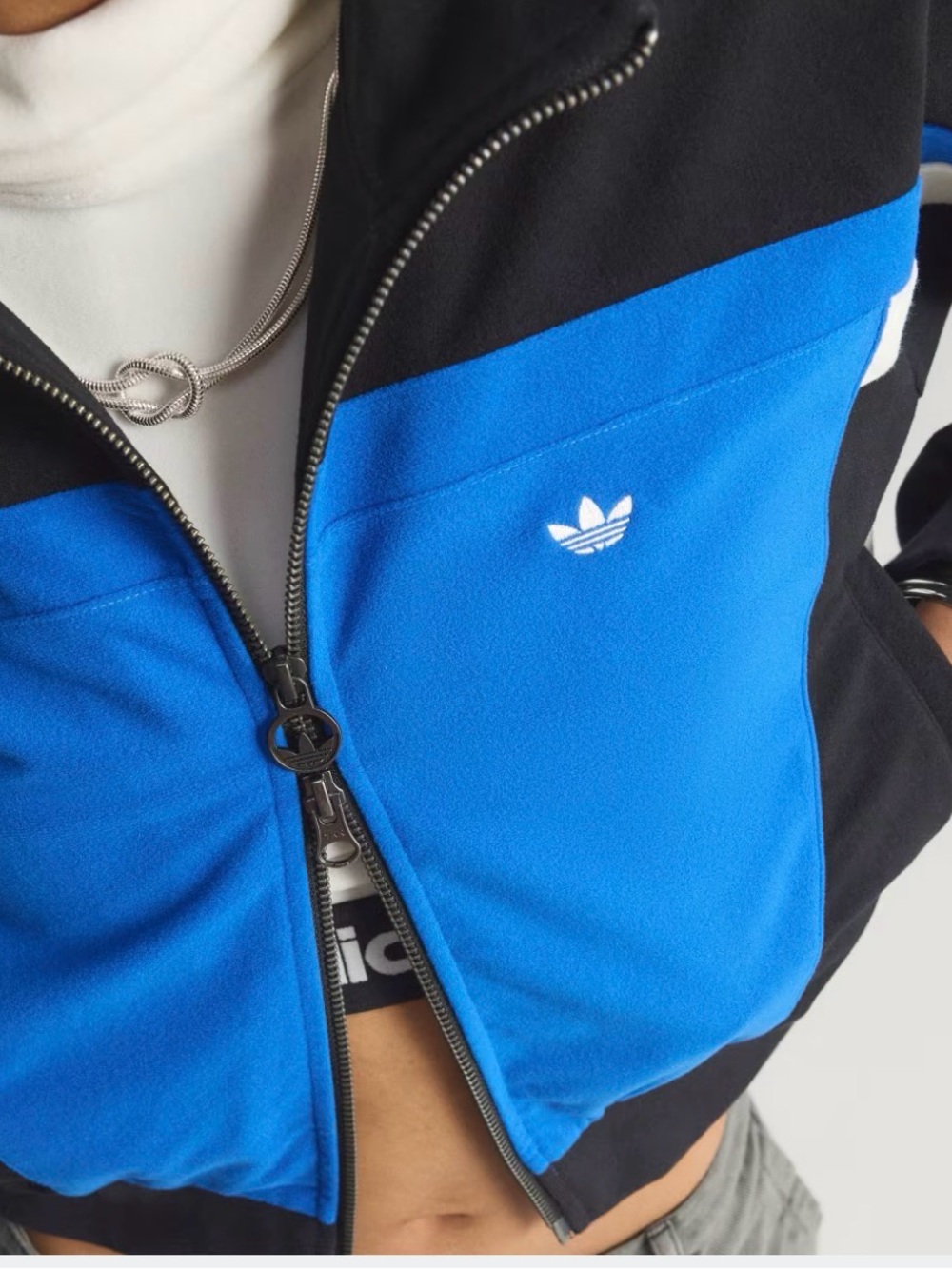 adidas Originals Blocking Track Top Black Blue White Size XSmall EUC - JY2389 - Picture 4 of 10